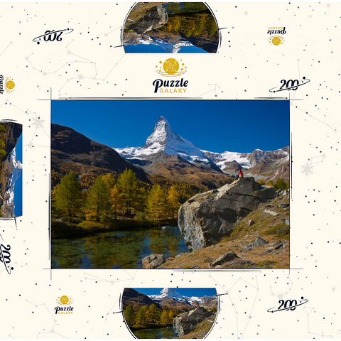 Grindjisee (2334 m) mit Blick auf das Matterhorn (4478 m) bei Zermatt (1620 m) 200 Puzzle Schachtel 3D Modell
