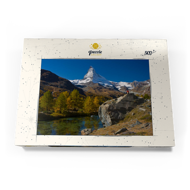 Grindjisee (2334 m) mit Blick auf das Matterhorn (4478 m) bei Zermatt (1620 m) 500 Puzzle Schachtel Ansicht3