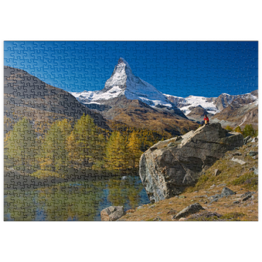 puzzleplate Grindjisee (2334 m) mit Blick auf das Matterhorn (4478 m) bei Zermatt (1620 m) 500 Puzzle