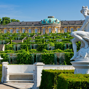 Französischer Garten mit dem Schloss Sanssouci und den Weinbergterrassen im Park 1000 Puzzle 3D Modell