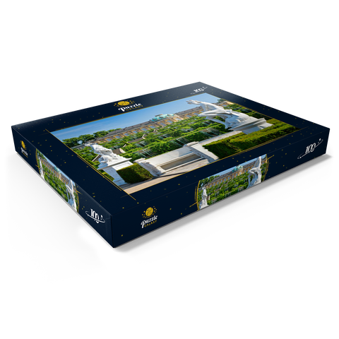 Französischer Garten mit dem Schloss Sanssouci und den Weinbergterrassen im Park 100 Puzzle Schachtel Ansicht1