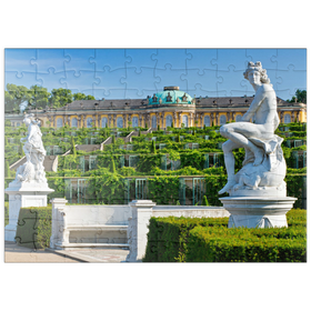 Darstellung des Puzzle Motivs Französischer Garten mit dem Schloss Sanssouci und den Weinbergterrassen im Park - Puzzleteile: 100