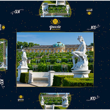 Französischer Garten mit dem Schloss Sanssouci und den Weinbergterrassen im Park 100 Puzzle Schachtel 3D Modell