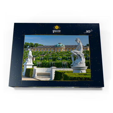 Französischer Garten mit dem Schloss Sanssouci und den Weinbergterrassen im Park 500 Puzzle Schachtel Ansicht3