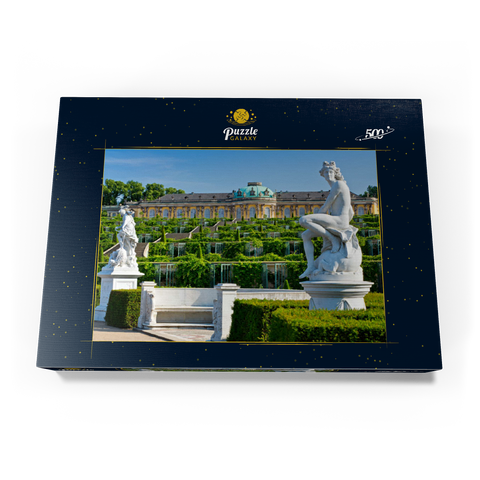Französischer Garten mit dem Schloss Sanssouci und den Weinbergterrassen im Park 500 Puzzle Schachtel Ansicht3