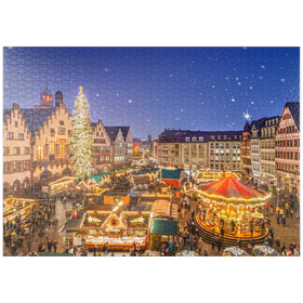 Darstellung des Puzzle-Motivs Weihnachtsmarkt auf dem Römerberg, Frankfurt – Puzzleteile: 1000