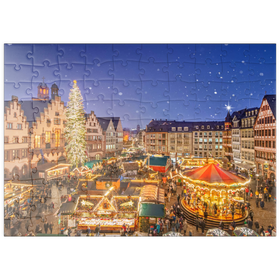 Darstellung des Puzzle Motivs Weihnachtsmarkt auf dem Römerberg, Frankfurt - Puzzleteile: 100