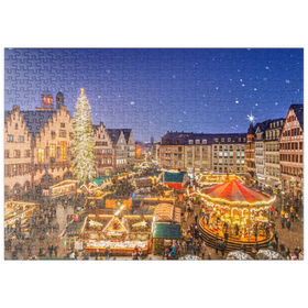 Darstellung des Puzzle-Motivs Weihnachtsmarkt auf dem Römerberg, Frankfurt – Puzzleteile: 500