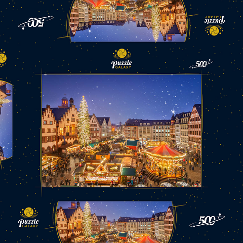 Weihnachtsmarkt auf dem Römerberg, Frankfurt 500 Puzzle Schachtel 3D Modell