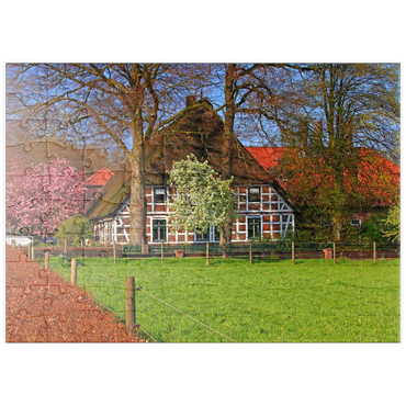 puzzleplate Bauernhaus in Sauensiek, Niedersachsen, Deutschland 100 Puzzle