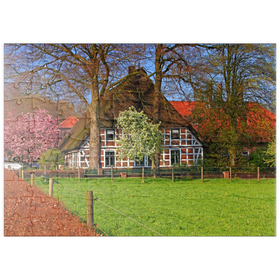 Darstellung des Puzzle Motivs Bauernhaus in Sauensiek, Niedersachsen, Deutschland - Puzzleteile: 100
