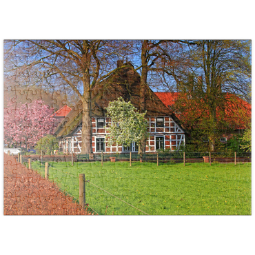 puzzleplate Bauernhaus in Sauensiek, Niedersachsen, Deutschland 200 Puzzle