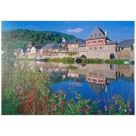 Darstellung des Puzzle-Motivs Altes Wirtshaus an der Lahn, Lahntal, Rheinland-Pfalz – Puzzleteile: 1000