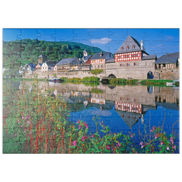 puzzleplate Altes Wirtshaus an der Lahn, Lahntal, Rheinland-Pfalz 100 Puzzle