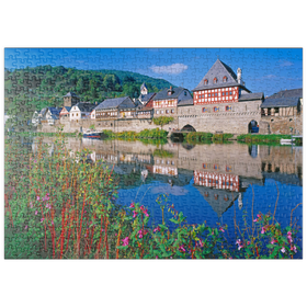 Darstellung des Puzzle Motivs Altes Wirtshaus an der Lahn, Lahntal, Rheinland-Pfalz - Puzzleteile: 500