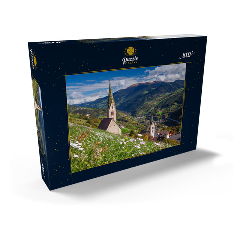 Villanders gegen Klausen und Kloster Säben, Provinz Bozen, Trentino-Südtirol 1000 Puzzle Schachtel Ansicht2