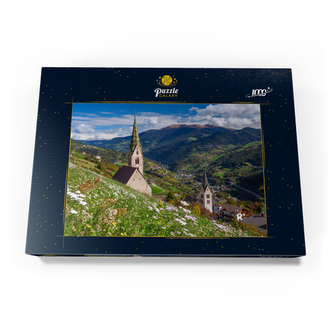 Villanders gegen Klausen und Kloster Säben, Provinz Bozen, Trentino-Südtirol 1000 Puzzle Schachtel Ansicht3