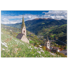 Darstellung des Puzzle-Motivs Villanders gegen Klausen und Kloster Säben, Provinz Bozen, Trentino-Südtirol – Puzzleteile: 200