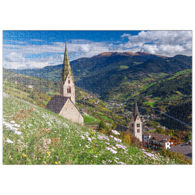 Darstellung des Puzzle-Motivs Villanders gegen Klausen und Kloster Säben, Provinz Bozen, Trentino-Südtirol – Puzzleteile: 500
