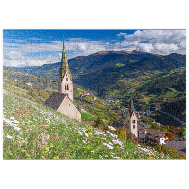 puzzleplate Villanders gegen Klausen und Kloster Säben, Provinz Bozen, Trentino-Südtirol 500 Puzzle