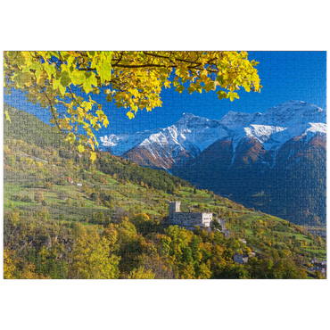 puzzleplate Churburg gegen Stilfser Joch Nationalpark, Schluderns, Vinschgau, Trentino-Südtirol 1000 Puzzle