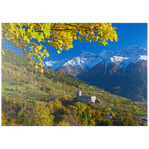 puzzleplate Churburg gegen Stilfser Joch Nationalpark, Schluderns, Vinschgau, Trentino-Südtirol 1000 Puzzle
