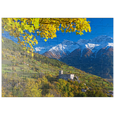 puzzleplate Churburg gegen Stilfser Joch Nationalpark, Schluderns, Vinschgau, Trentino-Südtirol 100 Puzzle