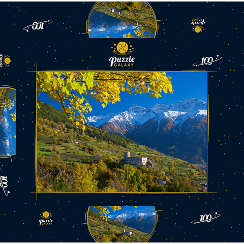 Churburg gegen Stilfser Joch Nationalpark, Schluderns, Vinschgau, Trentino-Südtirol 100 Puzzle Schachtel 3D Modell
