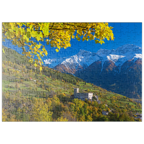 Darstellung des Puzzle-Motivs Churburg gegen Stilfser Joch Nationalpark, Schluderns, Vinschgau, Südtirol – Puzzleteile: 200