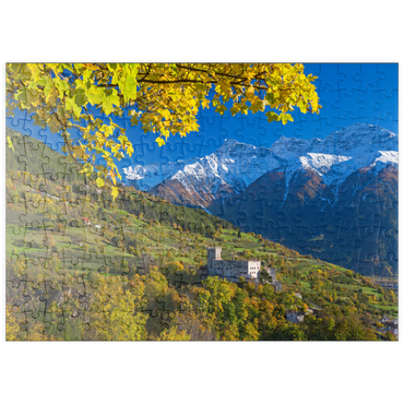 puzzleplate Churburg gegen Stilfser Joch Nationalpark, Schluderns, Vinschgau, Trentino-Südtirol 200 Puzzle