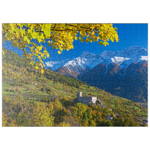 puzzleplate Churburg gegen Stilfser Joch Nationalpark, Schluderns, Vinschgau, Trentino-Südtirol 500 Puzzle