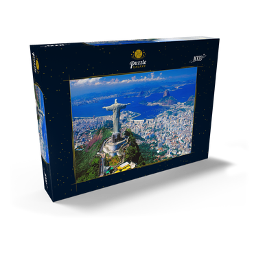 Blick auf Corcovado mit Christusstatue und Zuckerhut (404m), Rio de Janeiro, Brasilien 1000 Puzzle Schachtel Ansicht2