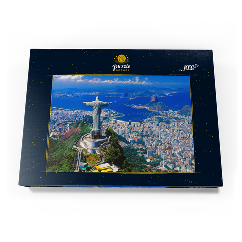 Blick auf Corcovado mit Christusstatue und Zuckerhut (404m), Rio de Janeiro, Brasilien 1000 Puzzle Schachtel Ansicht3