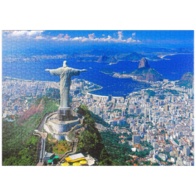 Darstellung des Puzzle-Motivs Blick auf Corcovado mit Christusstatue und Zuckerhut (404m), Rio de Janeiro, Brasilien – Puzzleteile: 1000