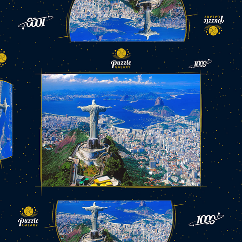 Blick auf Corcovado mit Christusstatue und Zuckerhut (404m), Rio de Janeiro, Brasilien 1000 Puzzle Schachtel 3D Modell
