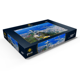 Darstellung des Puzzle Motivs Blick auf Corcovado mit Christusstatue und Zuckerhut (404m), Rio de Janeiro, Brasilien - Puzzleteile: 500