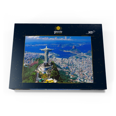 Blick auf Corcovado mit Christusstatue und Zuckerhut (404m), Rio de Janeiro, Brasilien 500 Puzzle Schachtel Ansicht3