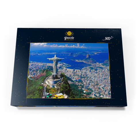 Blick auf Corcovado mit Christusstatue und Zuckerhut (404m), Rio de Janeiro, Brasilien 500 Puzzle Schachtel Ansicht3