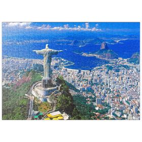Darstellung des Puzzle-Motivs Blick auf Corcovado mit Christusstatue und Zuckerhut (404m), Rio de Janeiro, Brasilien – Puzzleteile: 500