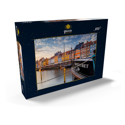 Abendstimmung am Stichkanal Nyhavn im Stadtteil Frederiksstaden 1000 Puzzle Schachtel Ansicht2