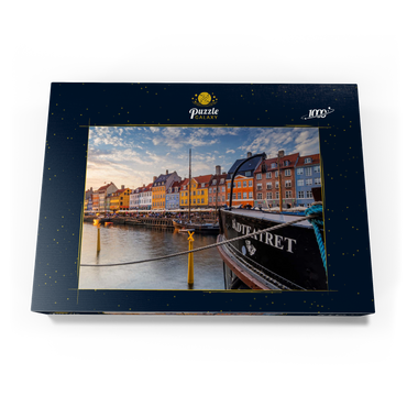 Abendstimmung am Stichkanal Nyhavn im Stadtteil Frederiksstaden 1000 Puzzle Schachtel Ansicht3