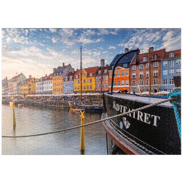 puzzleplate Abendstimmung am Stichkanal Nyhavn im Stadtteil Frederiksstaden 1000 Puzzle