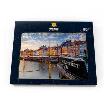 Abendstimmung am Stichkanal Nyhavn im Stadtteil Frederiksstaden 100 Puzzle Schachtel Ansicht3