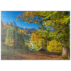 Darstellung des Puzzle Motivs Wamberg, Kirche St. Anna gegen Daniel, Garmisch-Partenkirchen, Oberbayern - Puzzleteile: 100