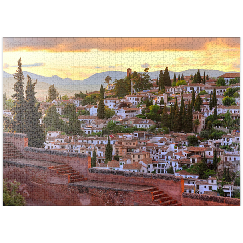 puzzleplate Blick von der Alhambra zum Stadtteil Albaicin, Granada, Andalusien, Spanien 1000 Puzzle
