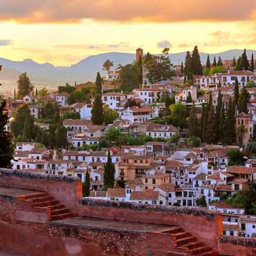 Blick von der Alhambra zum Stadtteil Albaicin, Granada, Andalusien, Spanien 1000 Puzzle 3D Modell