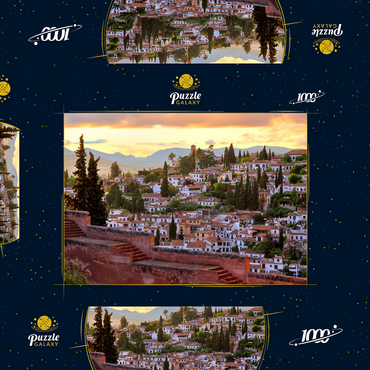 Blick von der Alhambra zum Stadtteil Albaicin, Granada, Andalusien, Spanien 1000 Puzzle Schachtel 3D Modell