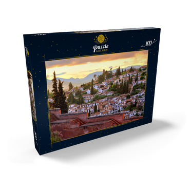 Blick von der Alhambra zum Stadtteil Albaicin, Granada, Andalusien, Spanien 100 Puzzle Schachtel Ansicht2