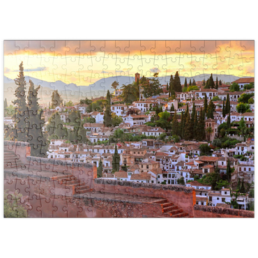 puzzleplate Blick von der Alhambra zum Stadtteil Albaicin, Granada, Andalusien, Spanien 200 Puzzle