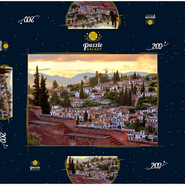 Blick von der Alhambra zum Stadtteil Albaicin, Granada, Andalusien, Spanien 200 Puzzle Schachtel 3D Modell